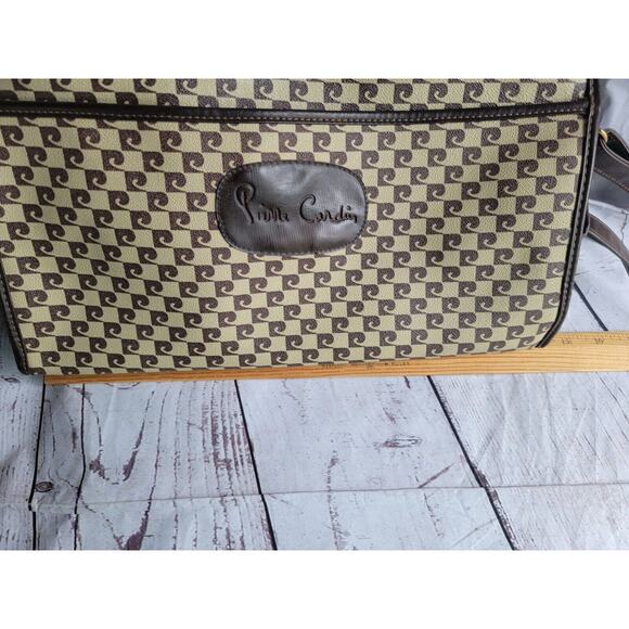 Vtg 60's Pierre Cardin MOD Monogram Signature Logo Carry On Over Night Bag Tote - Picture 9 of 10